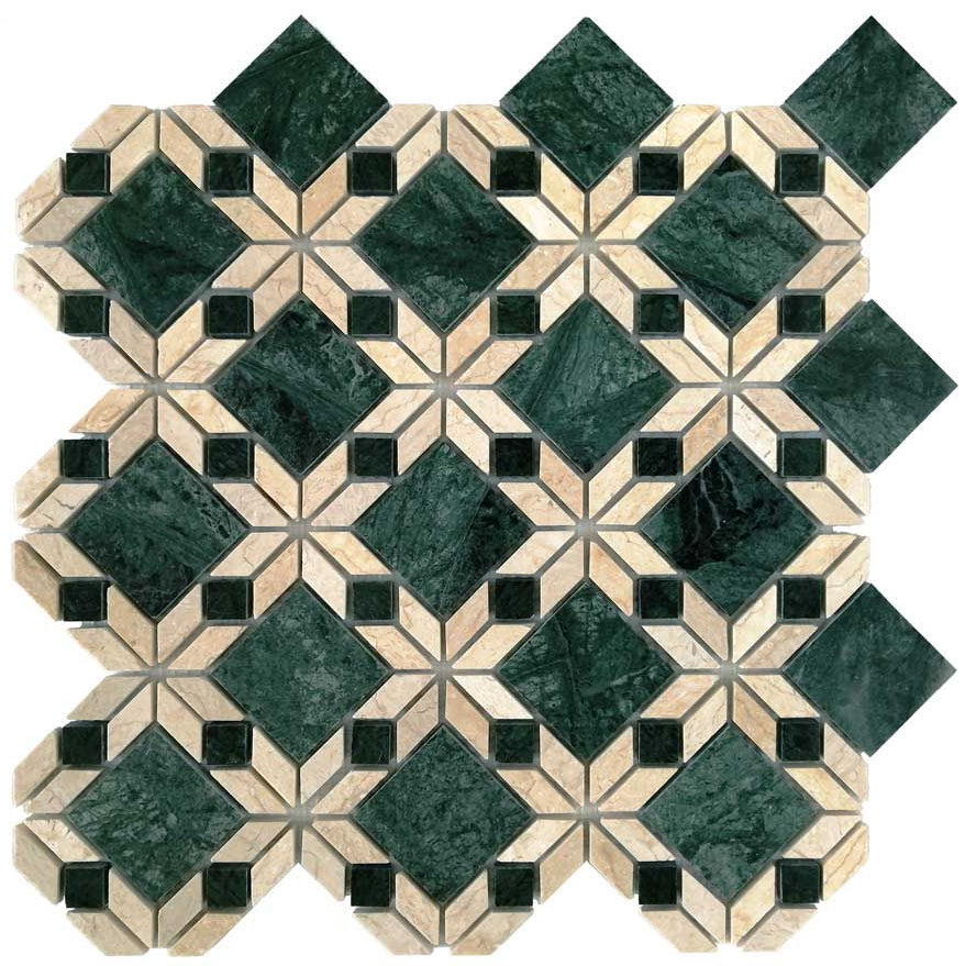 Viktorianische Marmor Grün Beige Muster Mosaik Fliesen Schweiz