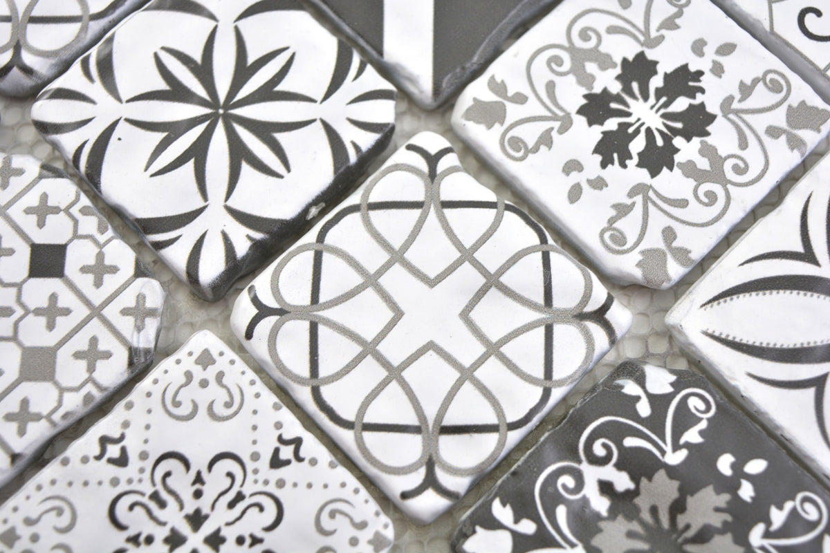 Vintage Weis Mosaikfliese Matt
