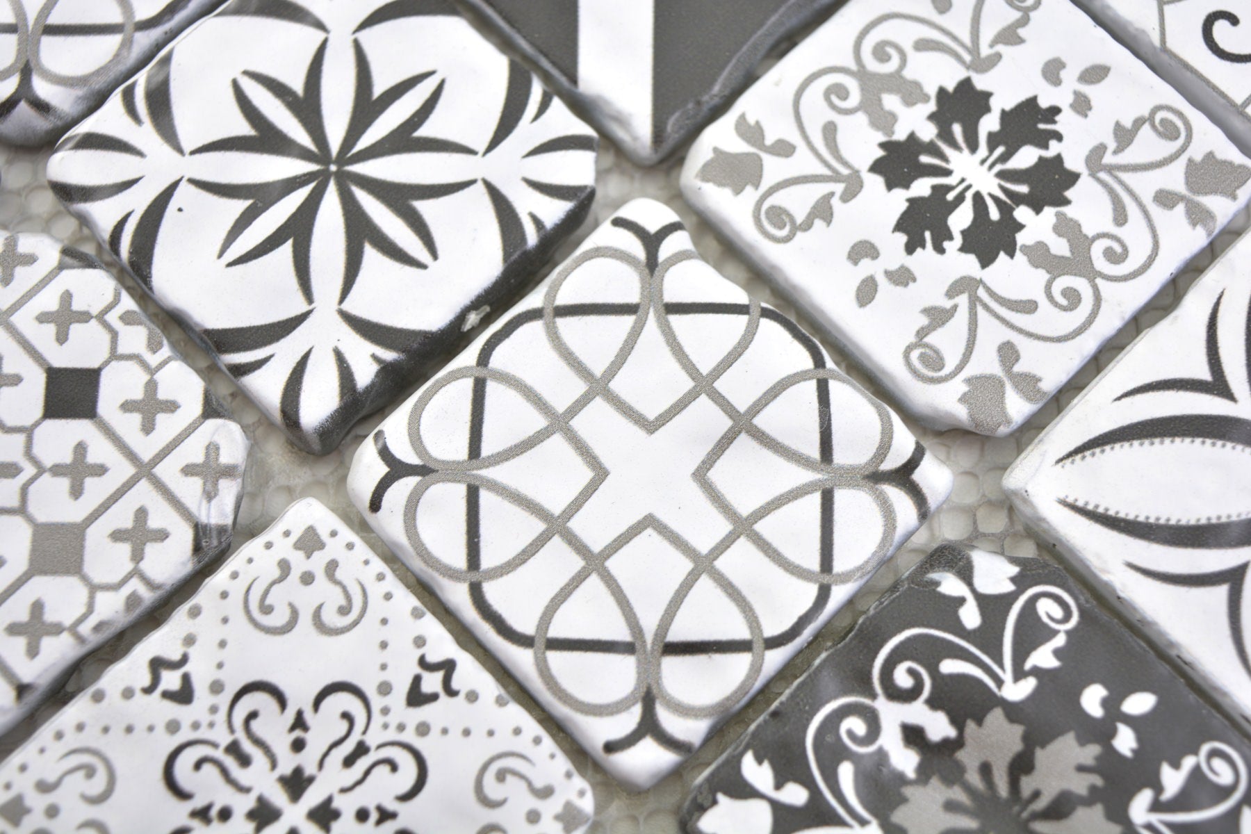 Vintage Weis Mosaikfliese Matt