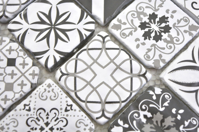 Vintage Weis Mosaikfliese Matt