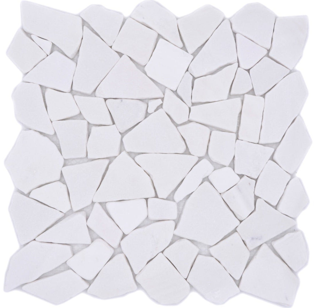 Weiße Riviera-Kiesel Marmor Mosaikfliese Marmor Mosaikfliese