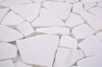 Weiße Riviera-Kiesel Marmor Mosaikfliese Bruchoptik