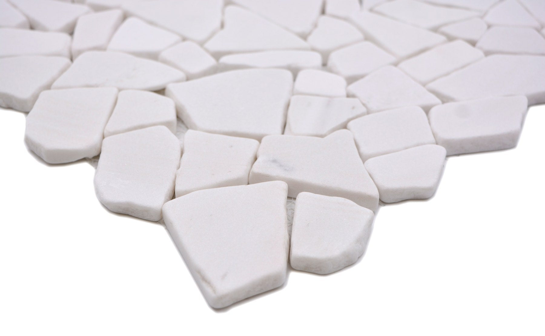 Weiße Riviera-Kiesel Marmor Mosaikfliese Schweiz