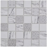 Weißgrau Ornament Mosaikfliese Eco Glas