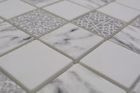 Weißgrau Ornament Mosaikfliese Eco Glas Muster