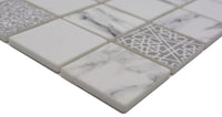 Weißgrau Ornament Mosaikfliese Eco Glas Pattern