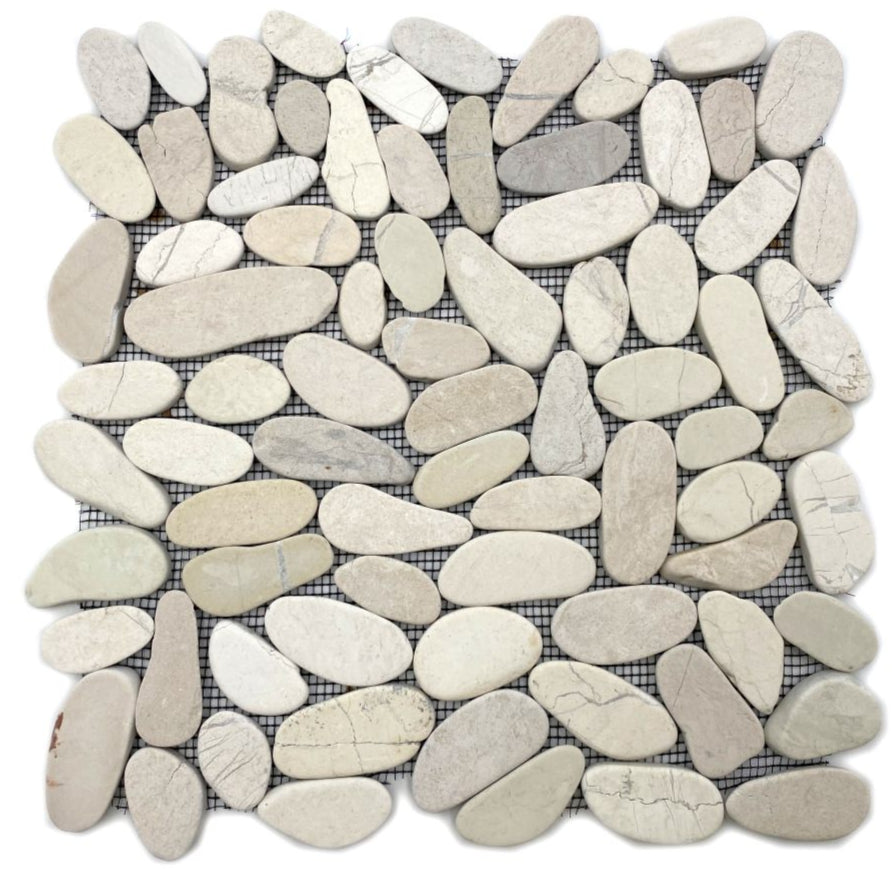 Weiss Flusskiesel Matt Kieselstein Mosaikfliese