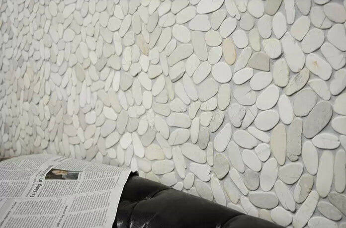 Weiss Flusskiesel Matt Kieselstein Mosaikfliesen