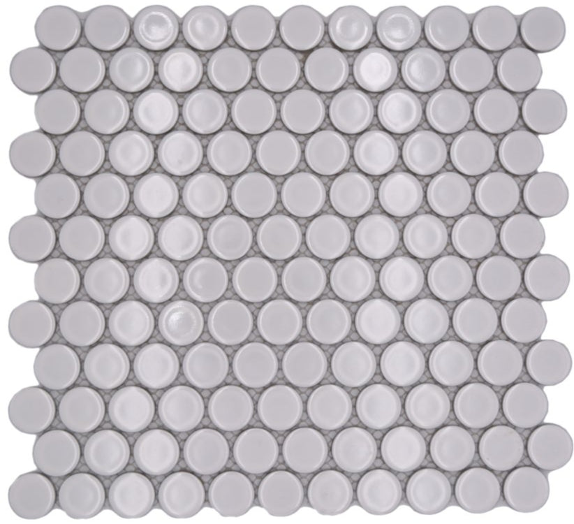 Weiss Glänzend Rund Knopf Mosaikfliese