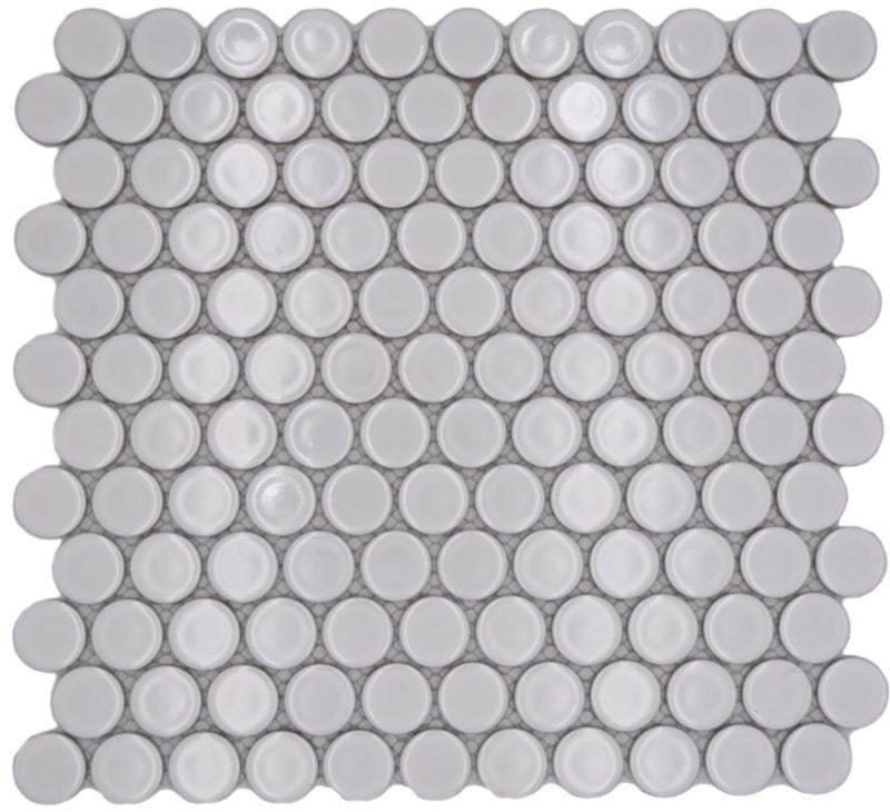 Weiss Glänzend Rund Knopf Mosaikfliese