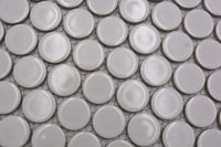 Weiss Glänzend Rund Knopf Mosaikfliesen