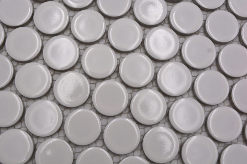 Weiss Glänzend Rund Knopf Mosaikfliesen