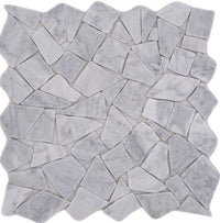 Weiss Graues Marmor Bruchstein-Mosaik Naturstein Matt