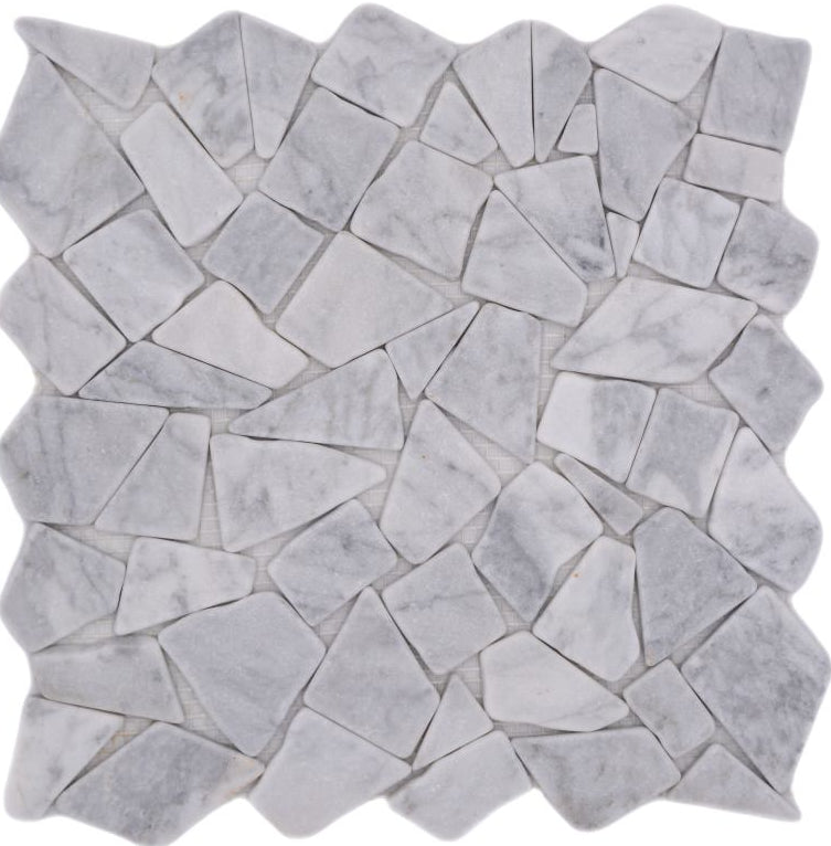Weiss Graues Marmor Bruchstein-Mosaik Naturstein Matt