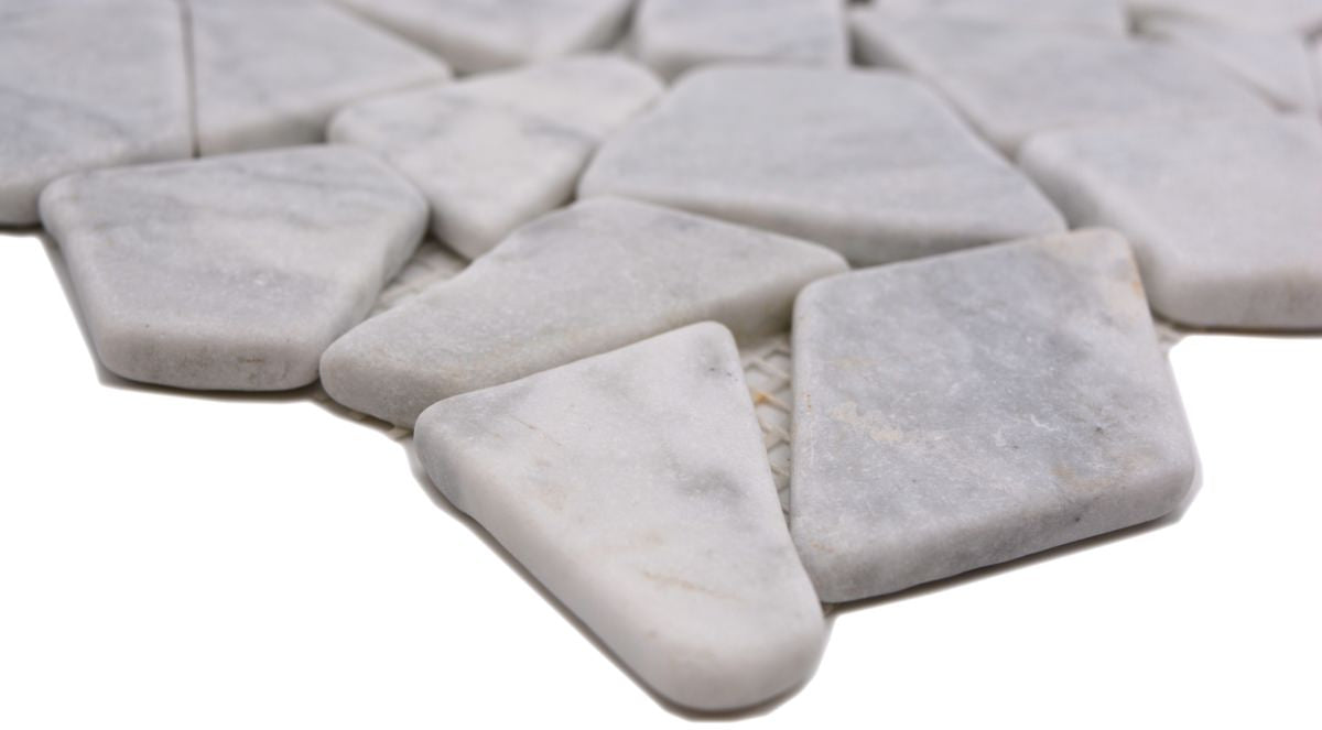 Weiss Graues Marmor Bruchstein-Mosaik Naturstein Matt 3D Plättli