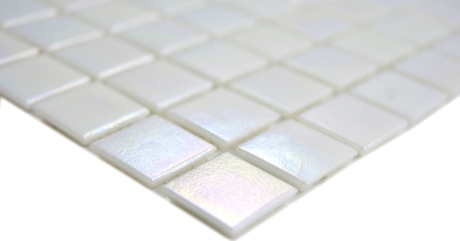 Weiss Irisierendes Mosaik Glas Plättli Bad & Küche