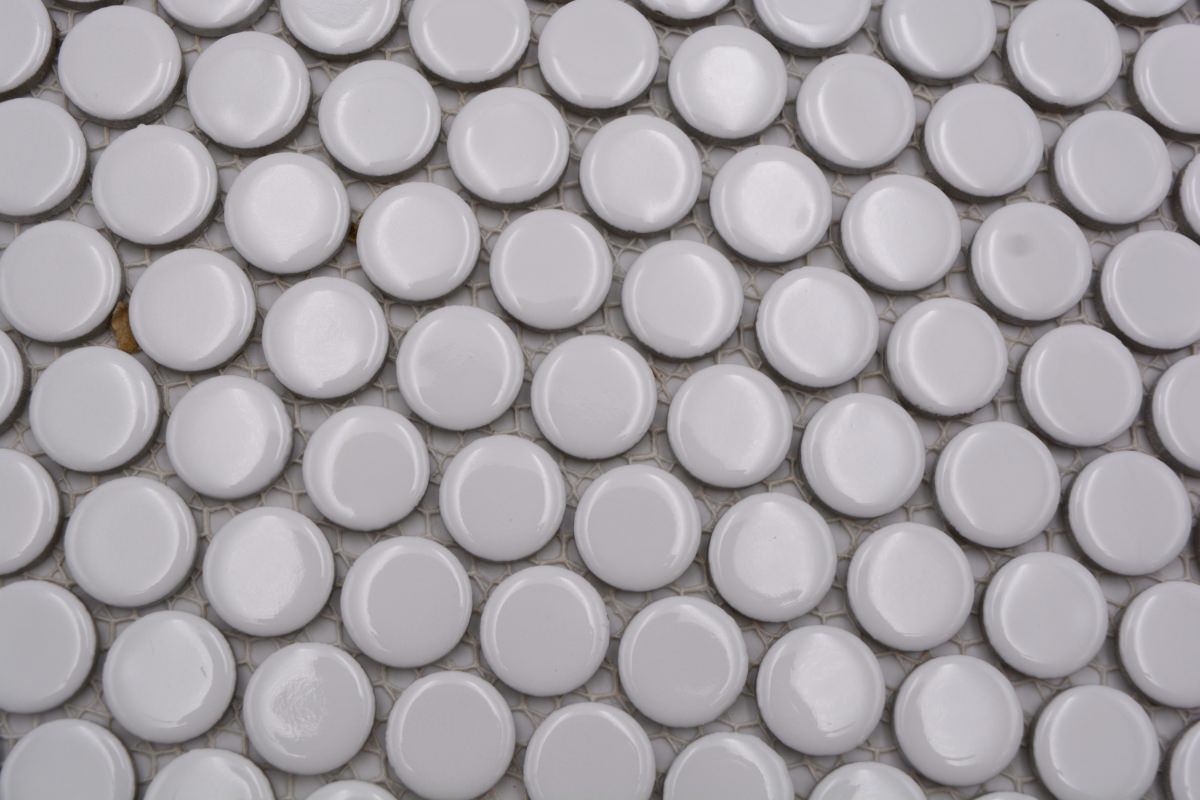 Weiss Keramik Rund Knopf Glanz Mosaikfliesen 