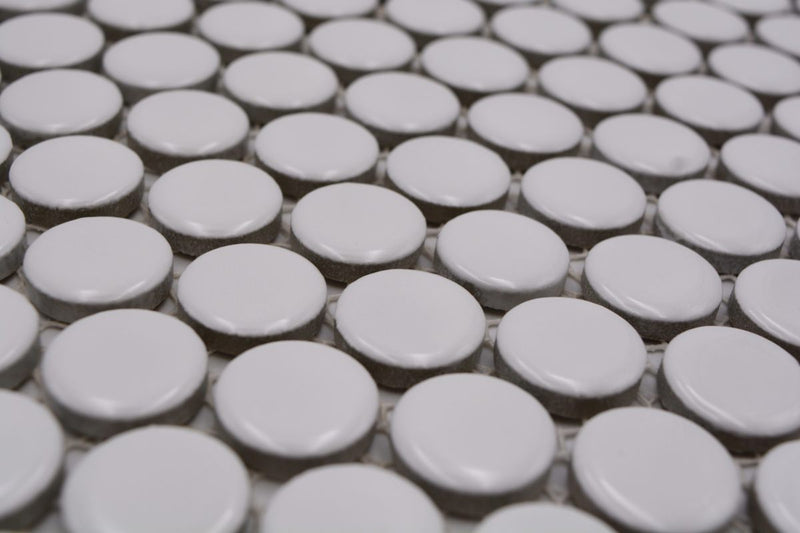 Weiss Keramik Rund Knopf Glanz Mosaikfliesen Schweiz Plättli