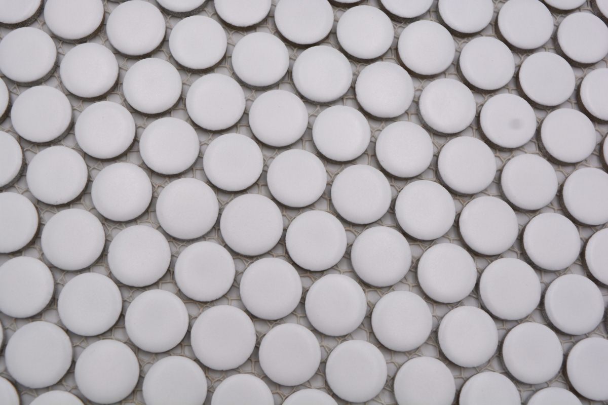 Weiss Keramik Rund Knopf Matt Mosaikfliesen