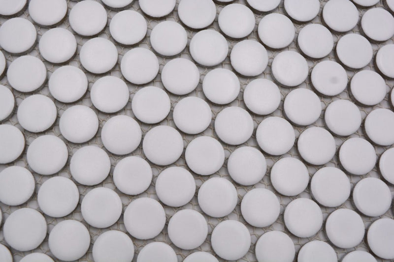 Weiss Keramik Rund Knopf Matt Mosaikfliesen
