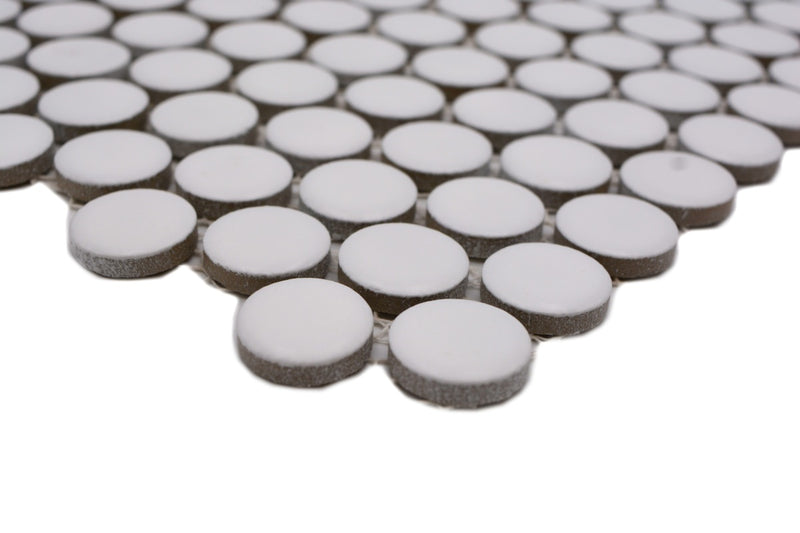 Weiss Keramik Rund Knopf Matt Mosaikfliesen Schweiz Plättli