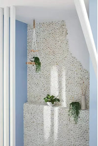 Weiss Matt Kieselstein Mosaikfliese Dusche