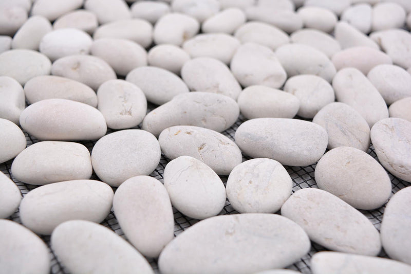 Weiss Matt Kieselstein Mosaikfliese - Pebble Mosaik