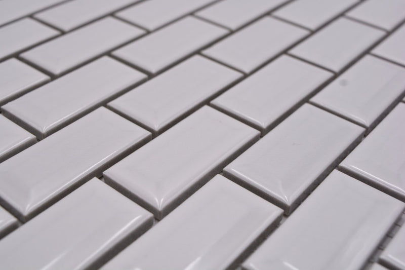 Weiss Metro Mauerverband Glänzend Mosaikfliesen Schweiz Online Fliesen