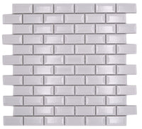 Weiss Metro Mauerverband Glänzend Mosaikfliese