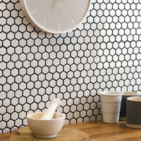 Weiss Mini Hexagon Glanz Porzellan Mosaik Fliese Rückwandfliese