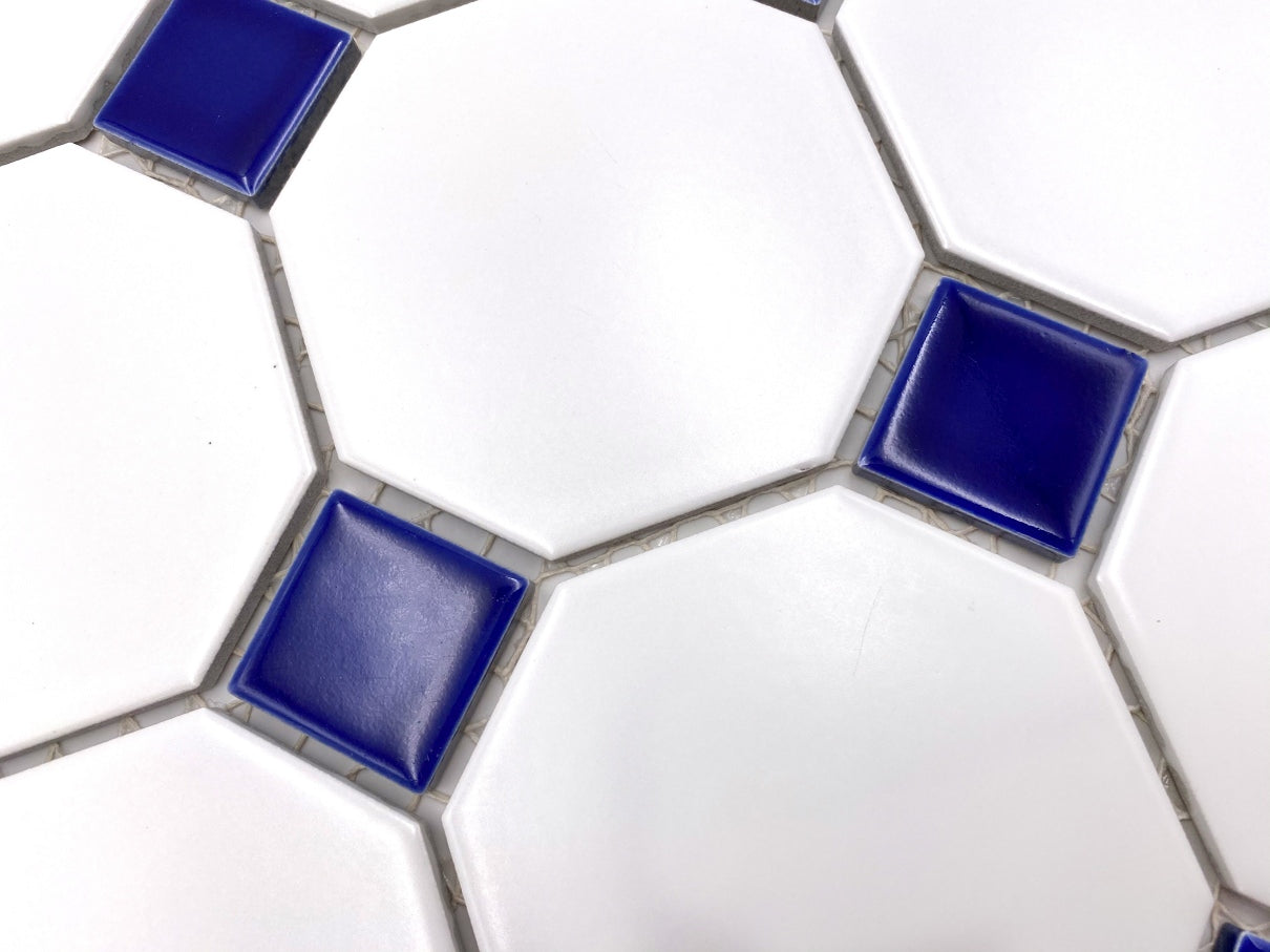 Weisse Blau Rechteck Octagon Matt Mosaik Fliese