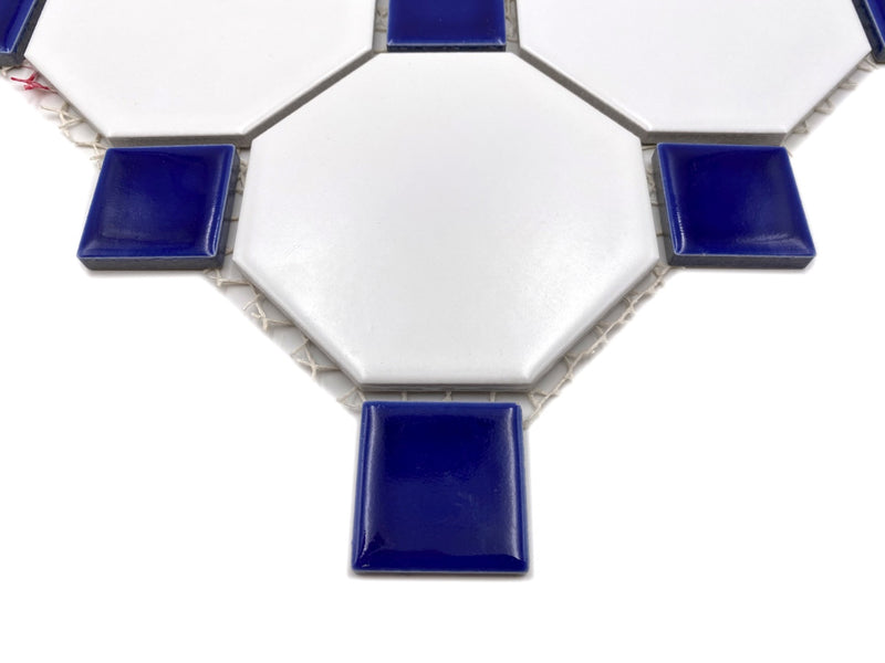 Weisse Blau Rechteck Octagon Matt Mosaik Fliese 
