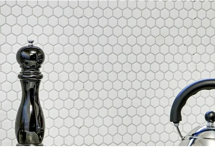 Weiss Matt Hexagon Mosaik Fliese Küchen Rückwand