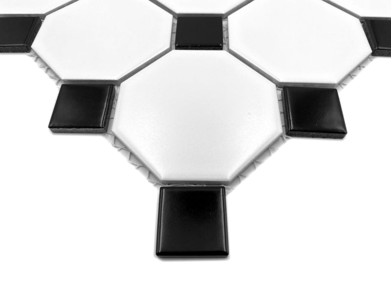 Weisse Schwarze Rechteck Octagon Matt Mosaik Fliese