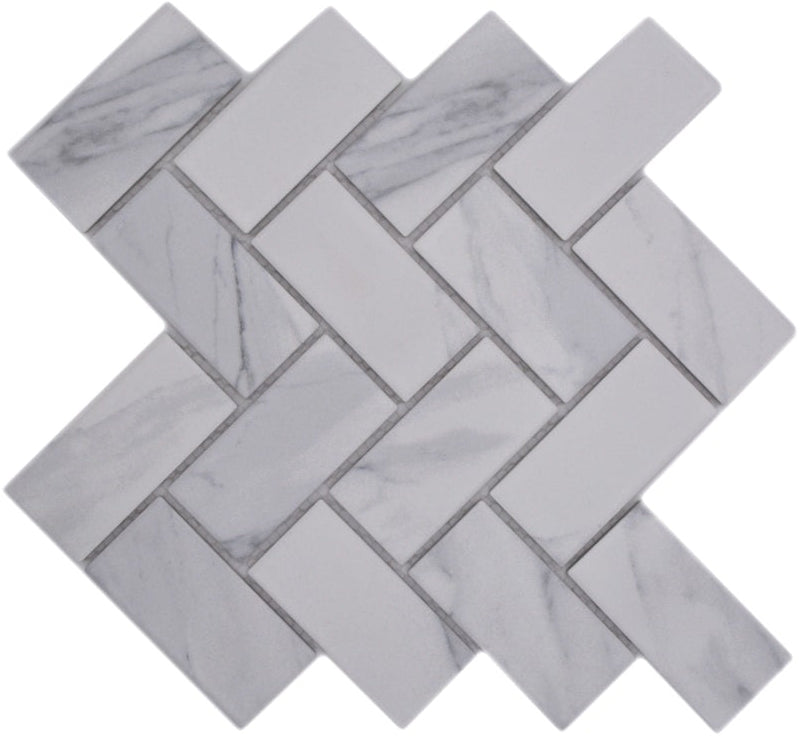 Zürich Herringbone Marmoroptik Keramikmosaik