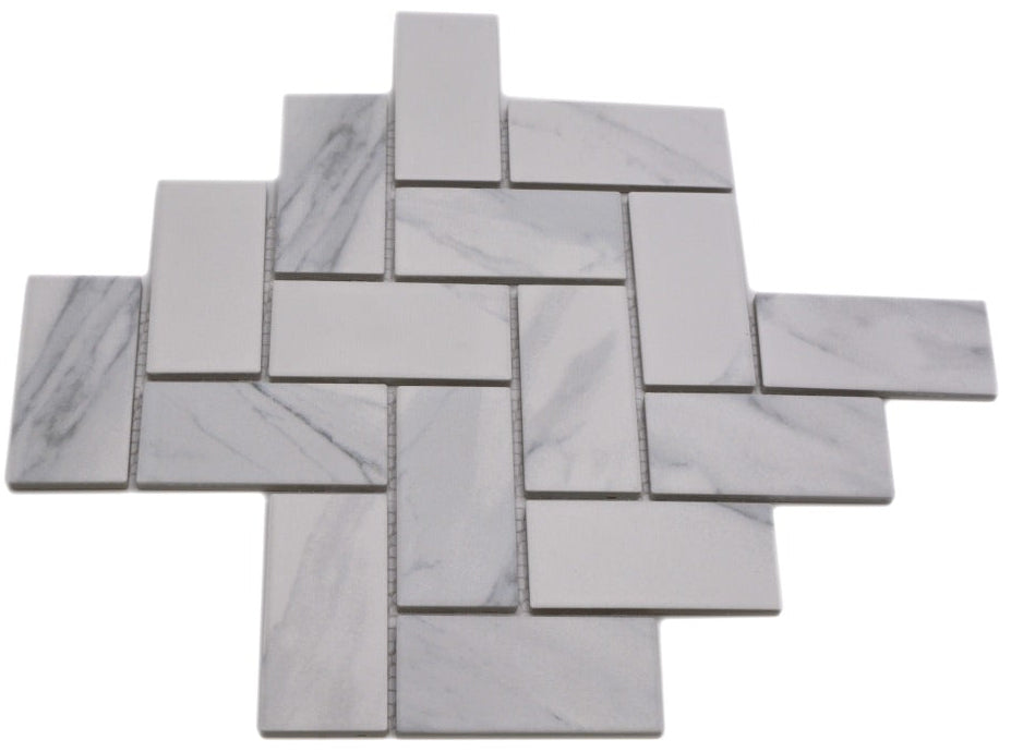 Zürich Herringbone Marmoroptik Keramikmosaik Fischgräten