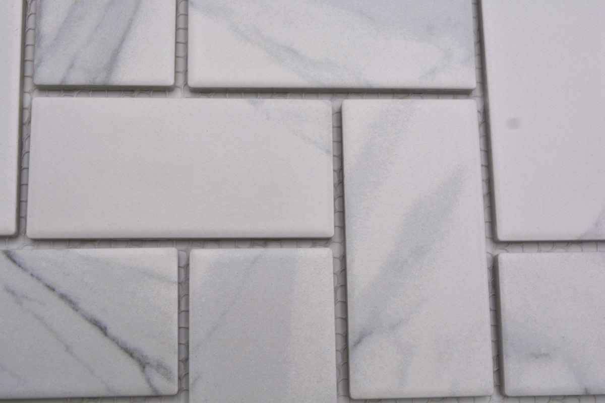 Zürich Herringbone Marmoroptik Keramikmosaik Matt