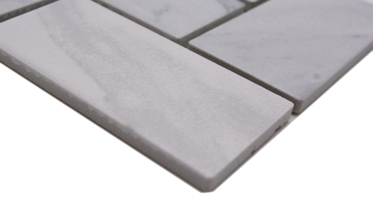 Zürich Herringbone Marmoroptik Keramikmosaik Weiss