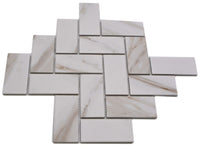 Zürich Herringbone Mosaikfliese Keramik Fischgräten Weiss Beige