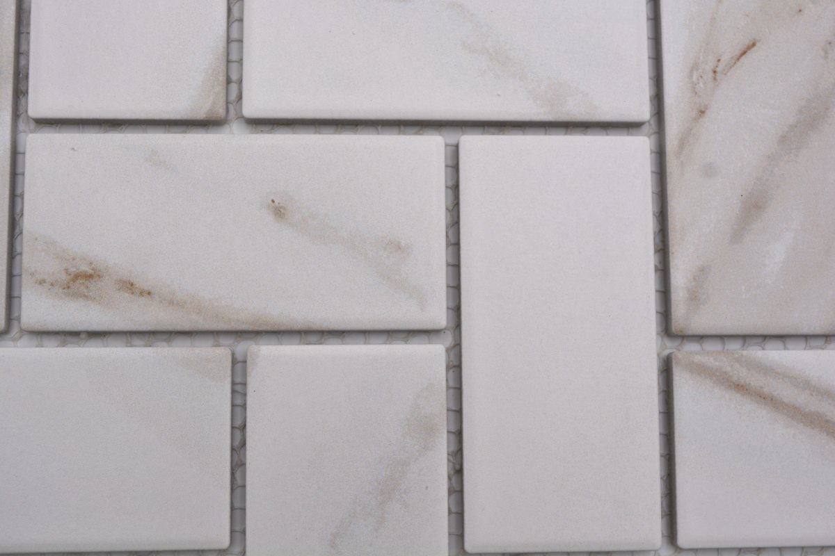 Zürich Herringbone Mosaikfliese Keramik Fischgräten Weiss Platten