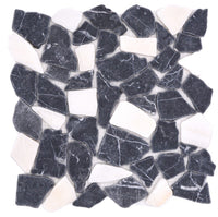 Zebra Schwarz Weiss Kieselstein Marmor Mosaikfliese