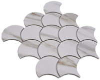 Zugersee Fischschuppen Mosaikfliese Keramik Weiss Marmoroptik